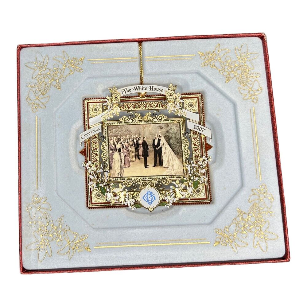 Vintage Chemart Christmas Ornament 2007 White House 24K Gold Finished Brass